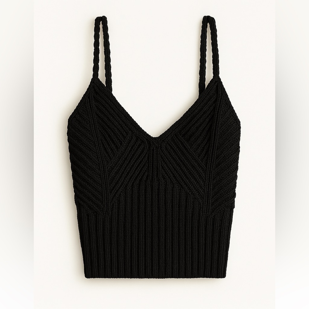 J.Crew Cropped V-neck sweater-tank in black style BH596 - NWT